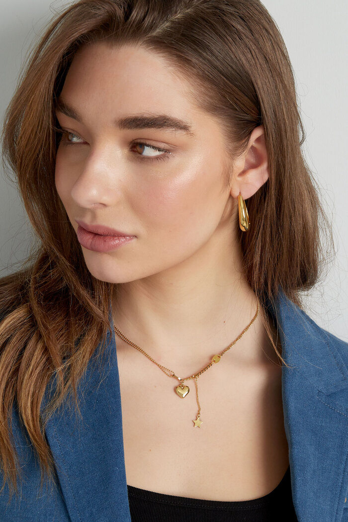 Halskette mit Herz- und Sternanhänger – Gold  Bild2